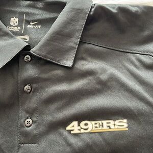 San Francisco 49ers Polo Shirt Nike On Field NFL Short Sleeve Black Large
